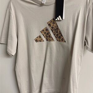 Adidas Cream Leopard Print Tee